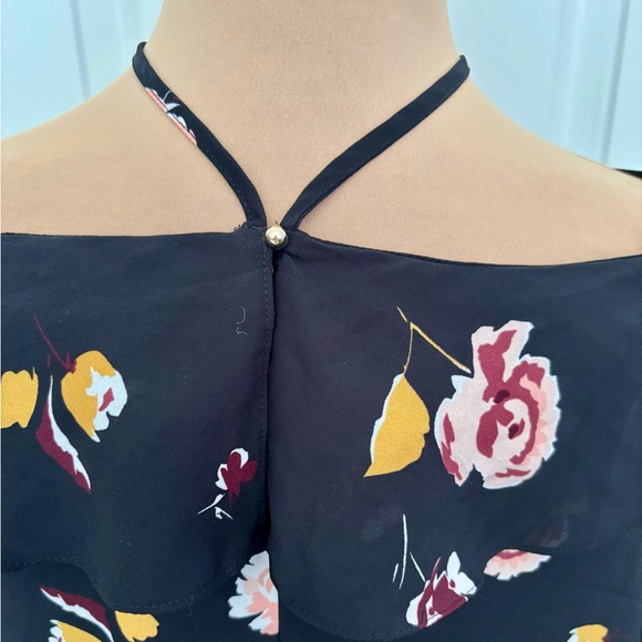1. State Black and Pink Floral Halter Blouse - Picture 7 of 9